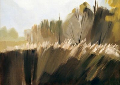 Huile: grands roseaux, lac de Mont d'Orge