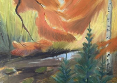 Huile sur toile 30x30 - Douceur ambrée à foison au creux de l’arrière-saison